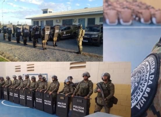 Polícia Militar revista uma das alas do Conjunto Penal de Irecê