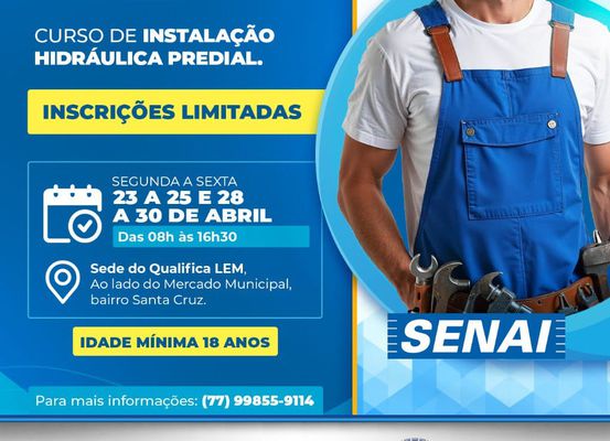 Qualifica LEM: inscrições abertas para os cursos de Eletricista de Instalações Prediais e Instalação Hidráulica Predial